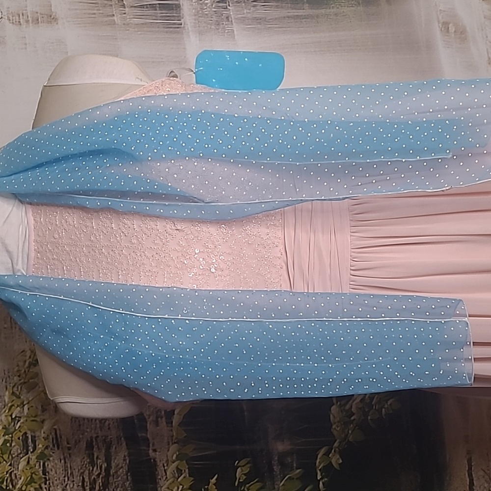 Beautiful sheer feminine baby blue and white polka dot womens scarf